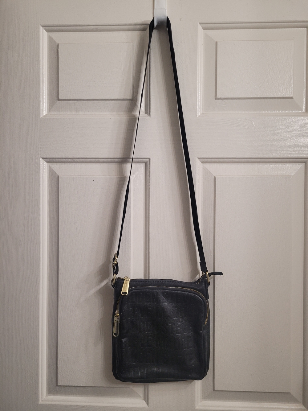 Stve Madden Black Leather Crossbody Bag with Gold Hardware